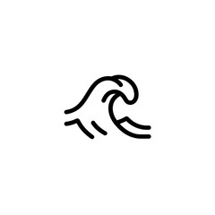Fototapeta premium Curving wave breaks powerfully in ocean minimalist black icon