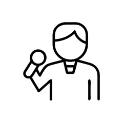 Fototapeta premium Line art illustration of a person holding a microphone while speaking 