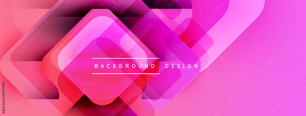 Poster Abstract pink design features overlapping squares, gradients, dynamic composition. Modern aesthetic suitable for backgrounds, presentations.