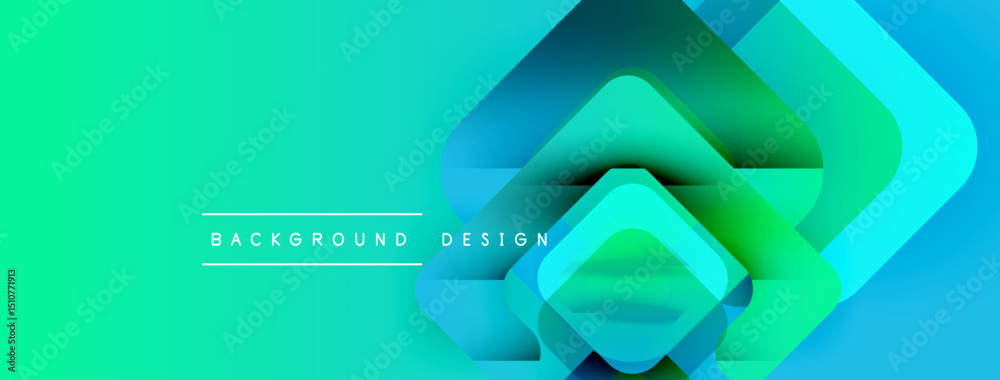 Aufkleber abstract geometric shapes overlap, creating vibrant gradient effect. turquoise, blue hues dominate d