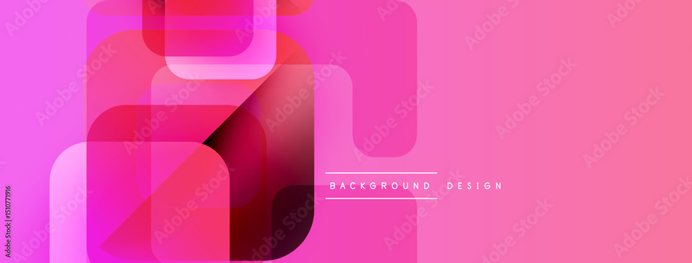 Poster abstract geometric shapes overlap, creating vibrant pink gradient effect. modern design suitable for
