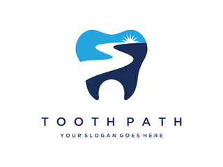 Tooth Path and Sunrise Design Vector Illustration