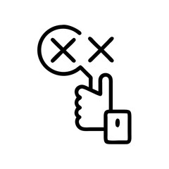 Obraz premium Hand icon indicating error with crossed-out symbol in minimal style 