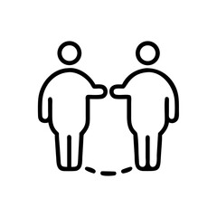Two people reaching out to each other in minimalist line art style  