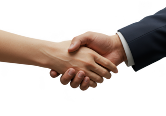 Business handshake isolated on transparent background, partnership deal