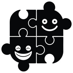 Colorful puzzle piece icon mix and match faces design
