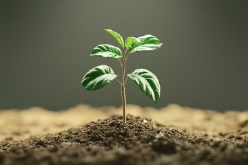 Young plant sprout growing in soil
