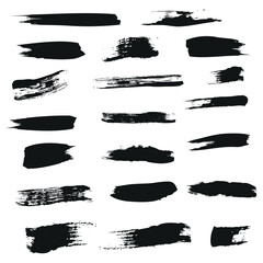 Different strokes of black paint on a white background - Vector illustration