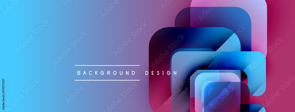 Poster abstract geometric shapes overlap. gradient colors blend from blue to purple. modern design element 