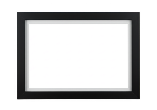 Black picture frame isolated on transparent background, empty space