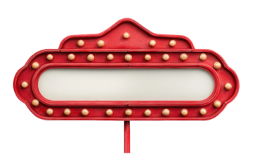 PNG Red vintage marquee theater sign with bulbs on white background