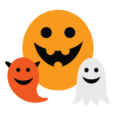 Halloween emoji icon pumpkin ghost scared face