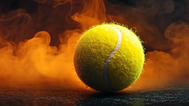 Fiery Tennis Ball: A Dramatic Close-Up