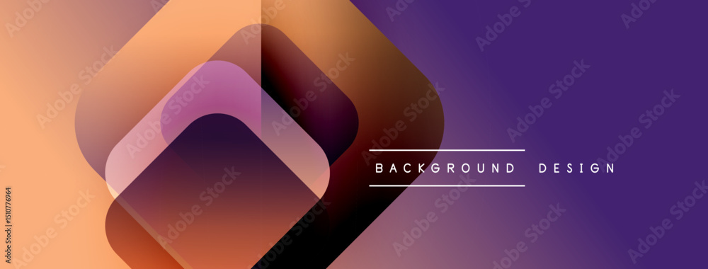 Aufkleber abstract geometric shapes overlap, creating gradient color transitions. orange, purple hues dominate