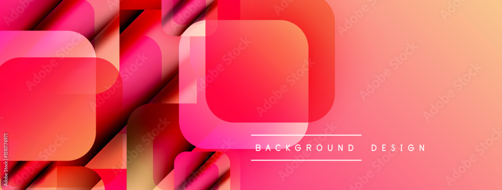 Aufkleber abstract geometric shapes overlap, creating vibrant gradient effect. warm colors dominate design, su