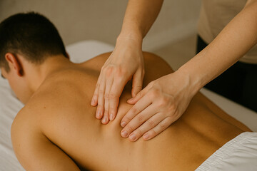 A person receives a focused and therapeutic back massage from a professional therapist in a spa