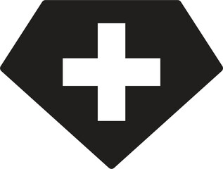 Health protection shield. Icon with reflection on white background