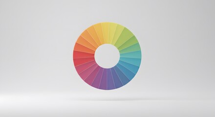 Obraz premium Vibrant Circular Color Spectrum: A 3D Rendered Rainbow Wheel Displaying a Full Range of Hues and Shades