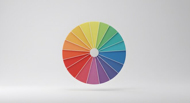 Vibrant Color Wheel: A Spectrum of Hues in 3D Render