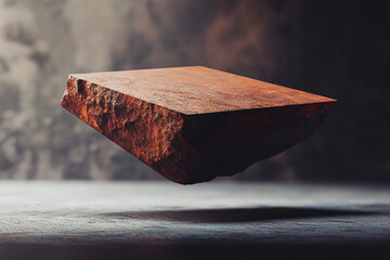 Floating base with tilted irregular shape in studio