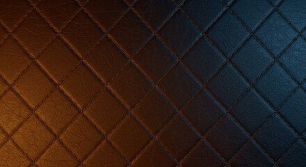 Fototapeta premium Quilted leather texture background with brown and blue gradient light