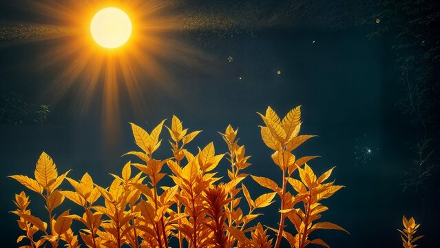 Golden sunset in the grass