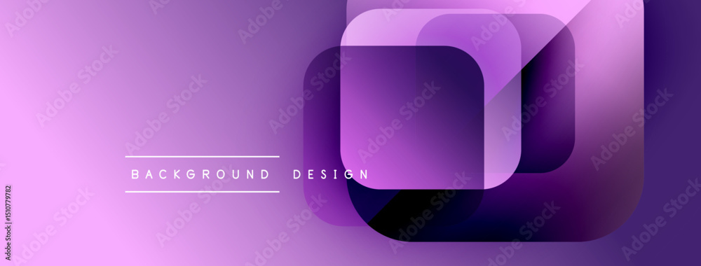 Aufkleber abstract purple design features layered squares, gradients. minimalist text reads background design.
