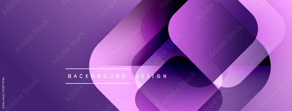 Aufkleber Abstract purple design features overlapping geometric shapes. Gradient hues create depth, modern aesthetic. Text reads background design.