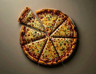 Custom AI Model - A top down view of a delicious sliced cheesey pizza