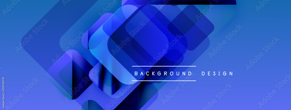 Poster Abstract blue geometric shapes overlap creating dynamic visual effect. Gradient colors provide depth, modern aesthetic. Background design element.