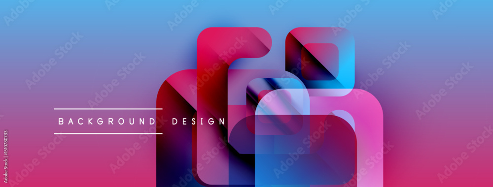 Aufkleber abstract geometric shapes overlap, creating vibrant gradient background. pink, blue hues dominate co