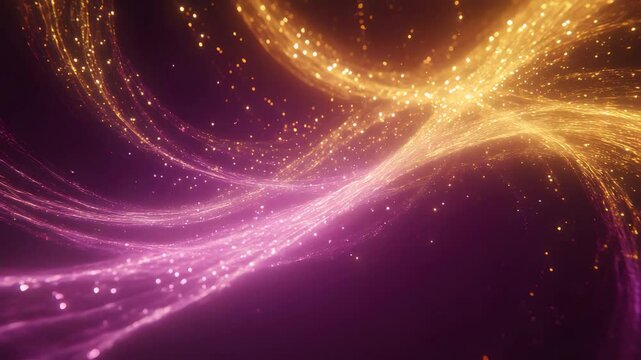 Mesmerizing swirl of purple and gold light creating an enchanting visual experience of colorful motion