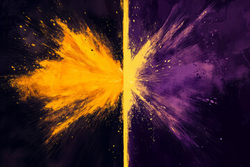 a background with a yellow splash on the left and a purple splash on the right