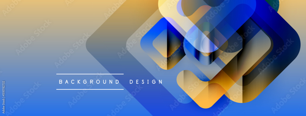 Poster Abstract geometric shapes overlap, creating dynamic visual effect. Gradient colors blend smoothly, offering modern aesthetic. Text reads background design.