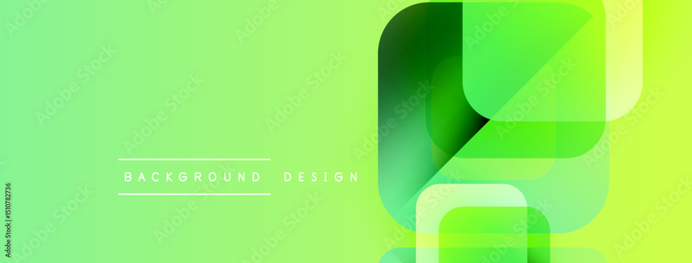 Aufkleber bright green gradient background. overlapping translucent shapes create modern abstract design. mini