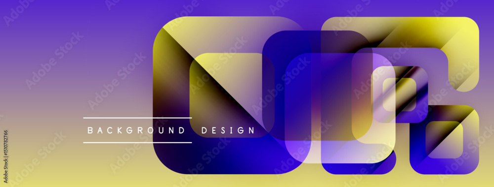 Aufkleber abstract gradient background features overlapping letterforms. purple, gold hues create modern visua