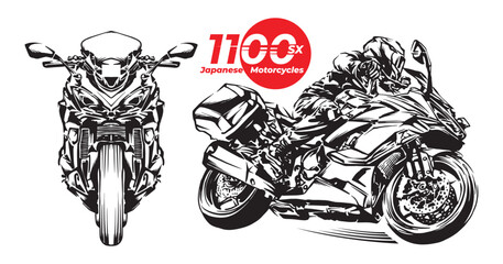 Japanese Sport Motorcycle 1100cc Vector Illustration