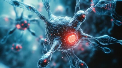 A semi-transparent neuron pulses science - Powered by Adobe