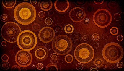 A muted orange background with glowing circular shapes
