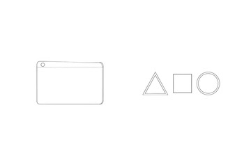 Minimalist tablet and geometric shapes illustration in clean one line art style design