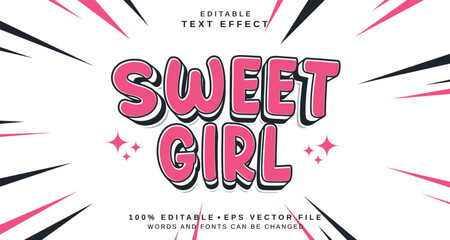 Editable text style effect - Sweet Girl text style theme.