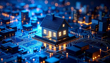 Obraz premium Smart Home Automation Icon, a sleek design representing advanced technology integration for seamless home control and connectivity. 