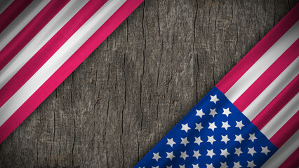 two usa national flag on wooden background with copy space. concept animation for national holiday greetings and blessings.