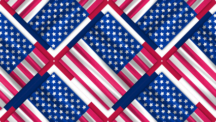 illustration of usa flag in different shapes and border lines. concept for national holiday and events.