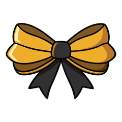 Elegant gold and black bow with matching ribbon, featuring a luxurious sheen and perfect loops—ideal for upscale gifts, decorations, or stylish festive wrapping.
