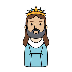 Statue of Jesus Christ wearing a crown of thorns, symbolizing his sacrifice and suffering, often depicted in a solemn pose with expressive, compassionate features.
