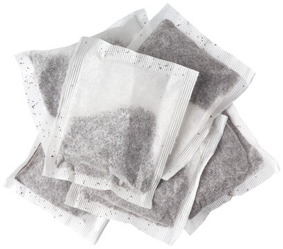 tea bag pile isolated on transparent background