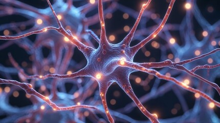 Synaptic Signal Transmission. Perfect for neuroscience education, mental health topics, or digital intelligence. Active Neural Network.