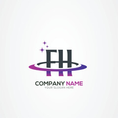Fototapeta premium Modern Letter FH HF Planet space logo design With Creative Vector Elements