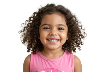 Happy little girl with curly hair smiling
